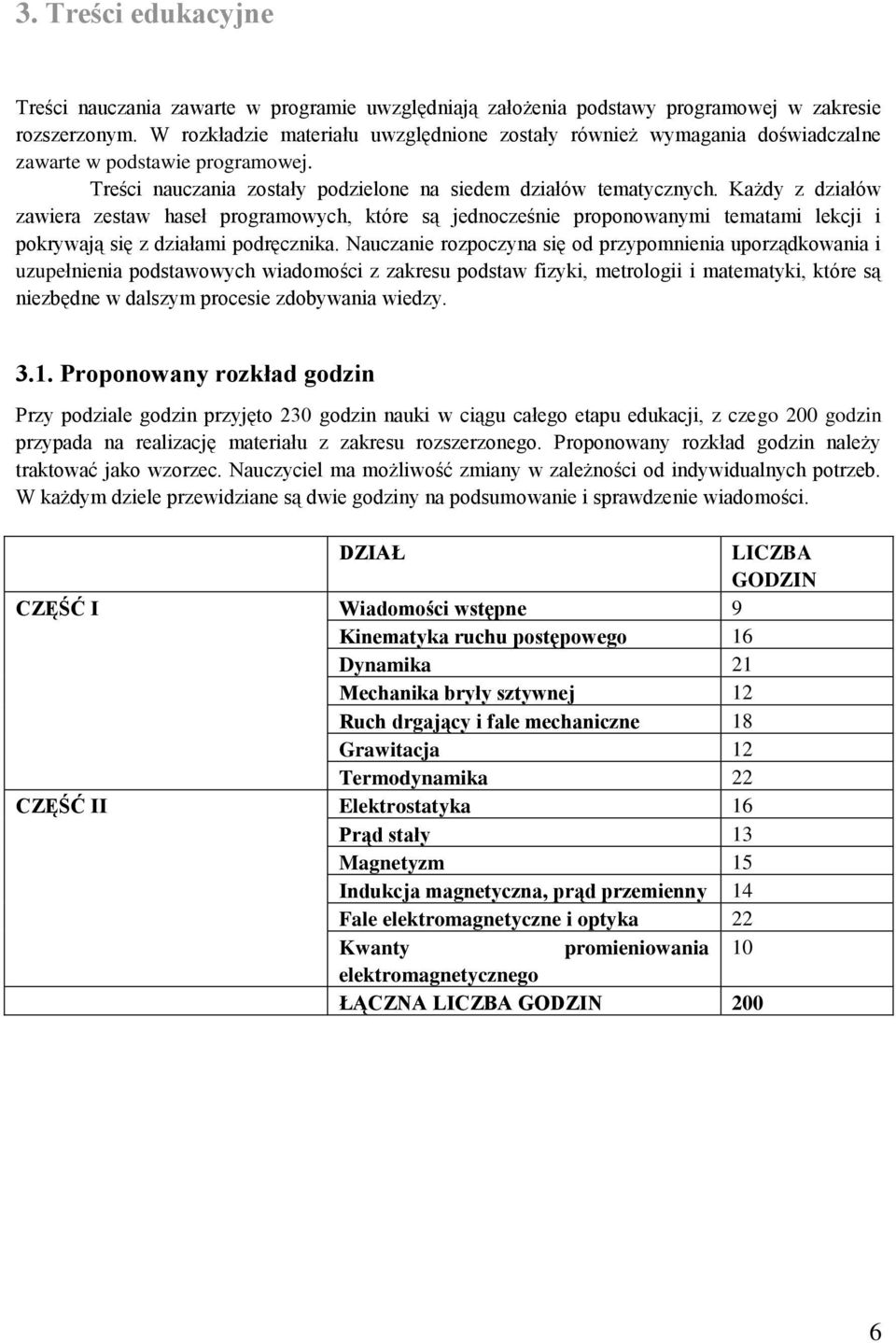 Każdy z działów zawiera zestaw haseł programowych, które są jednocześnie proponowanymi tematami lekcji i pokrywają się z działami podręcznika.