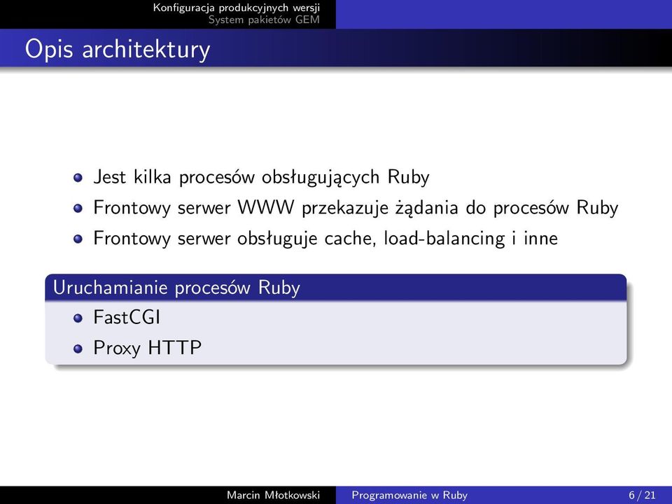 Ruby Frontowy serwer obsługuje cache, load-balancing i inne Uruchamianie