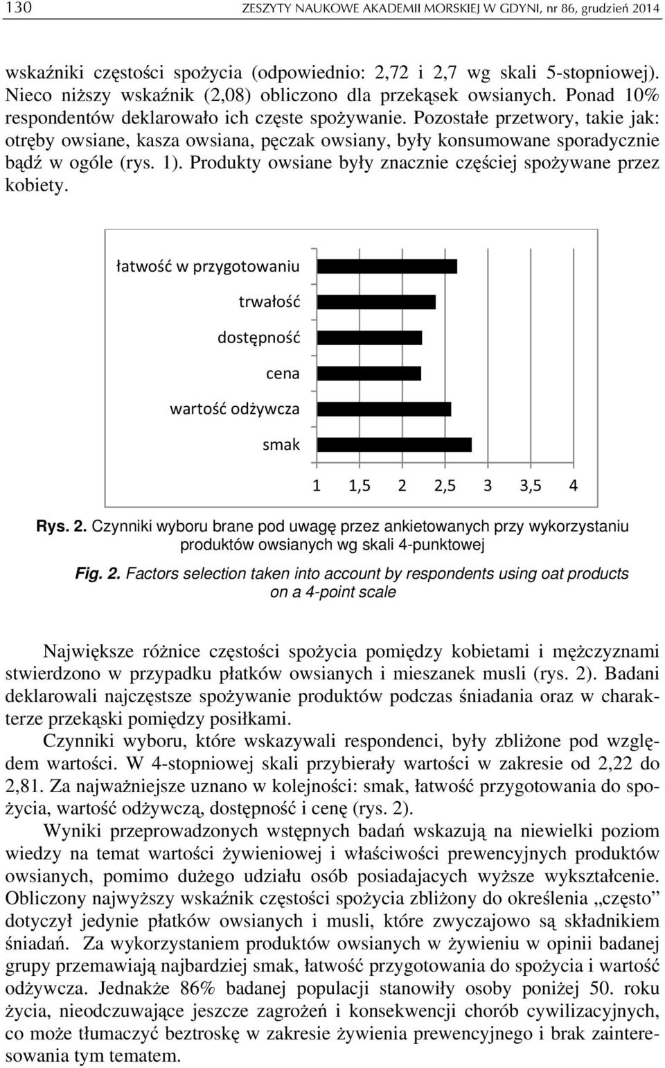 Pozostałe przetwory, takie jak: otręby owsiane, kasza owsiana, pęczak owsiany, były konsumowane sporadycznie bądź w ogóle (rys. 1). Produkty owsiane były znacznie częściej spożywane przez kobiety.