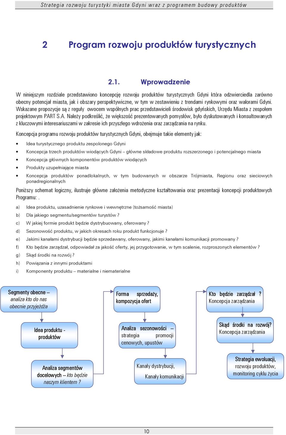 zestawieniu z trendami rynkowymi oraz walorami Gdyni. Wskazane propozycje są z reguły owocem wspólnych prac przedstawicieli środowisk gdyńskich, Urzędu Miasta z zespołem projektowym PAR