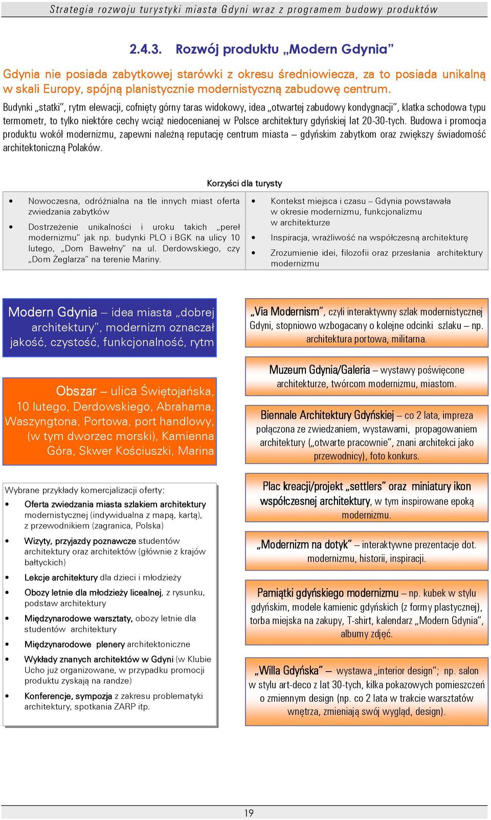 gdyńskiej lat 20-30-tych. Budowa i promocja produktu wokół modernizmu, zapewni naleŝną reputację centrum miasta gdyńskim zabytkom oraz zwiększy świadomość architektoniczną Polaków.