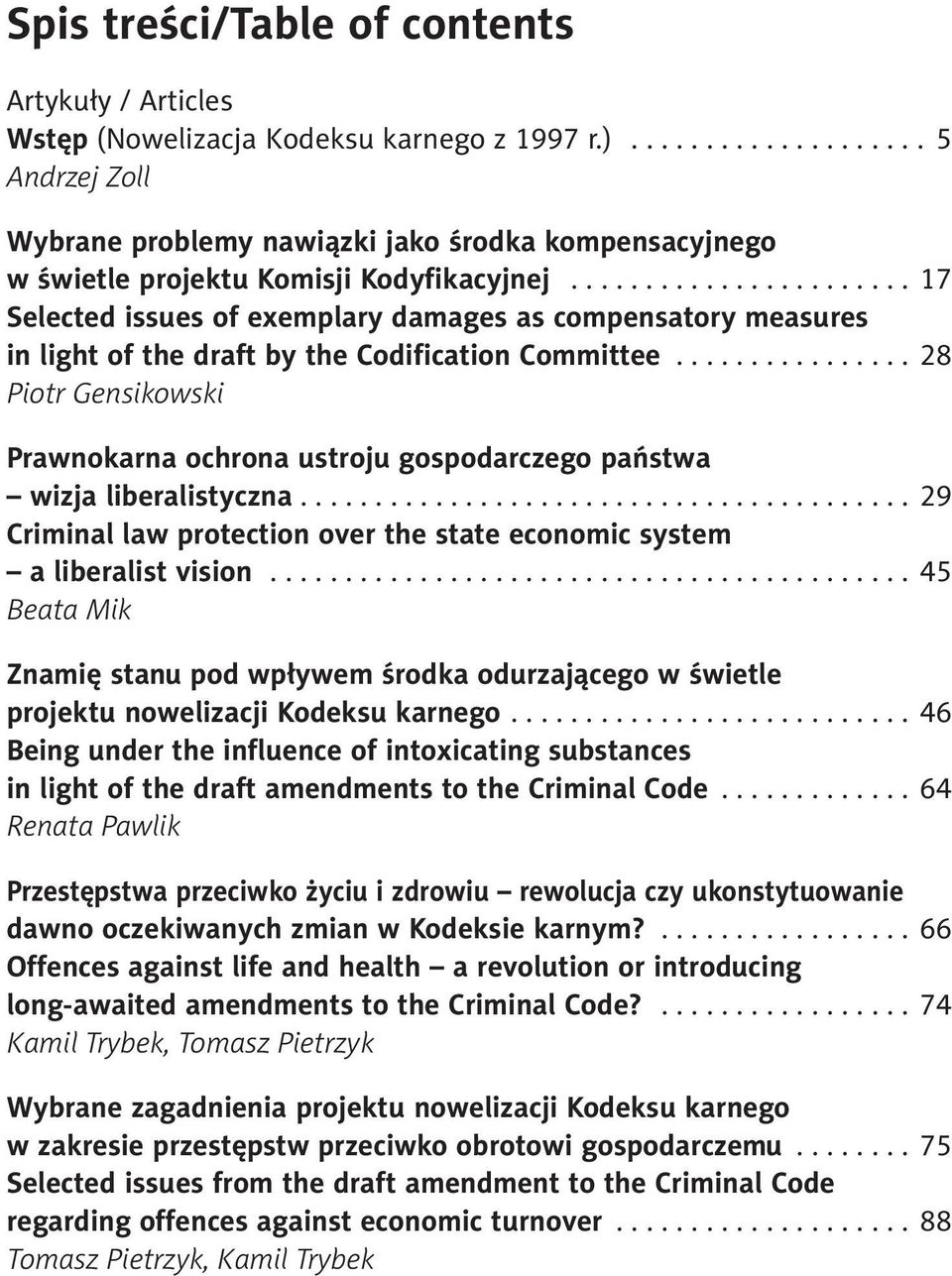 ..17 Selected issues of exemplary damages as compensatory measures in light of the draft by the Codification Committee.