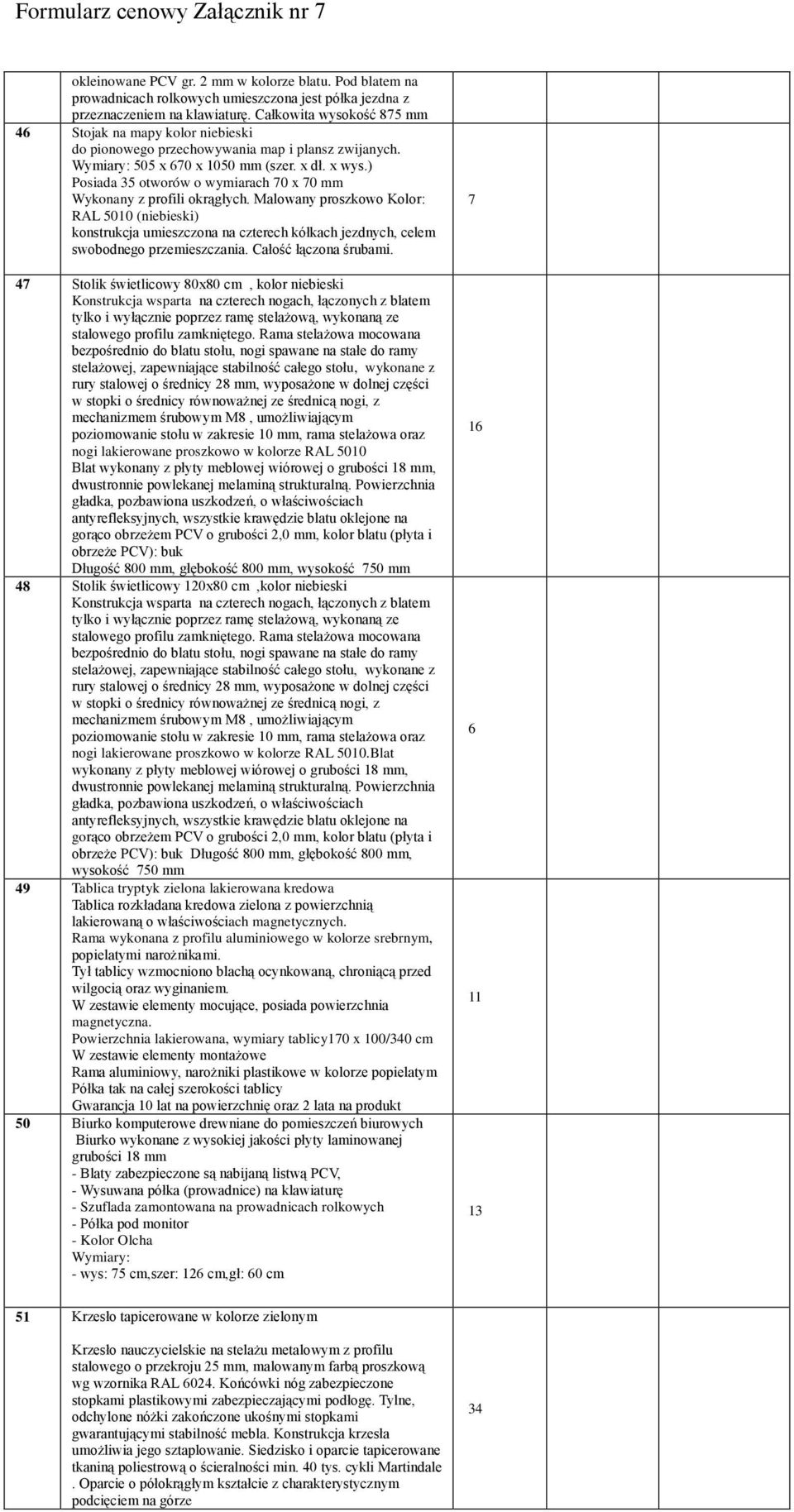 ) Posiada 35 otworów o wymiarach 70 x 70 mm Wykonany z profili okrągłych.