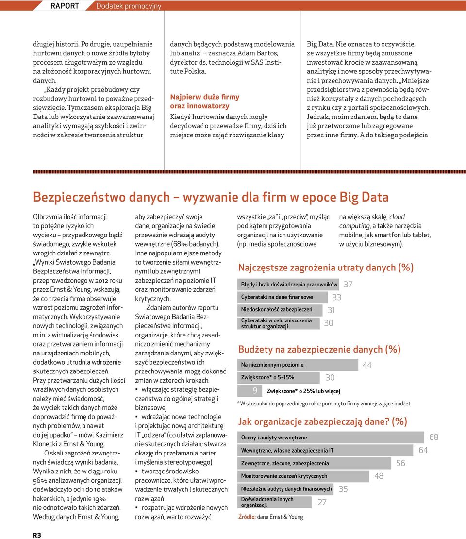 Tymczasem eksploracja Big Data lub wykorzystanie zaawansowanej analityki wymagają szybkości i zwinności w zakresie tworzenia struktur danych będących podstawą modelowania lub analiz zaznacza Adam