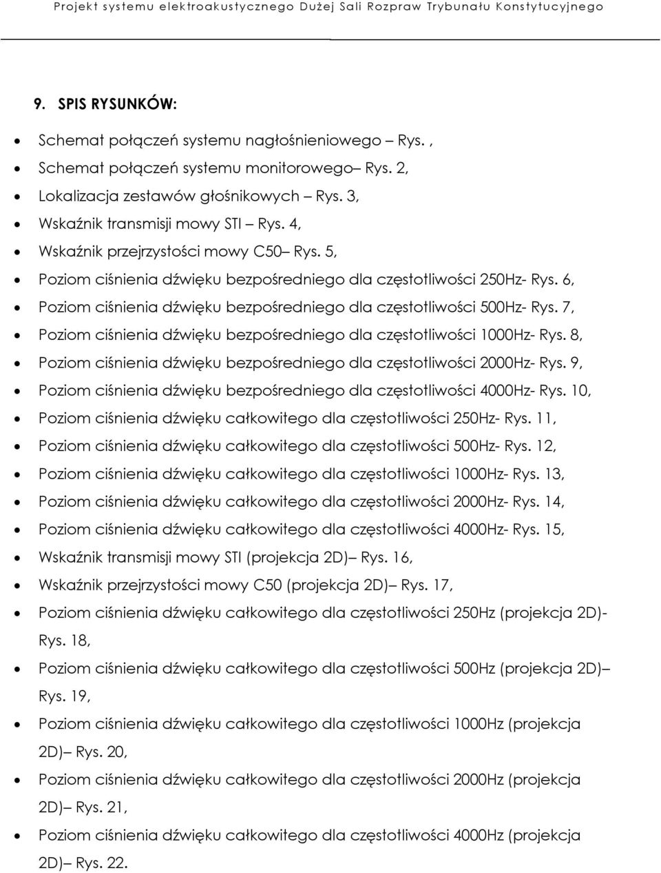 5, Poziom ciśnienia dźwięku bezpośredniego dla częstotliwości 250Hz- Rys. 6, Poziom ciśnienia dźwięku bezpośredniego dla częstotliwości 500Hz- Rys.