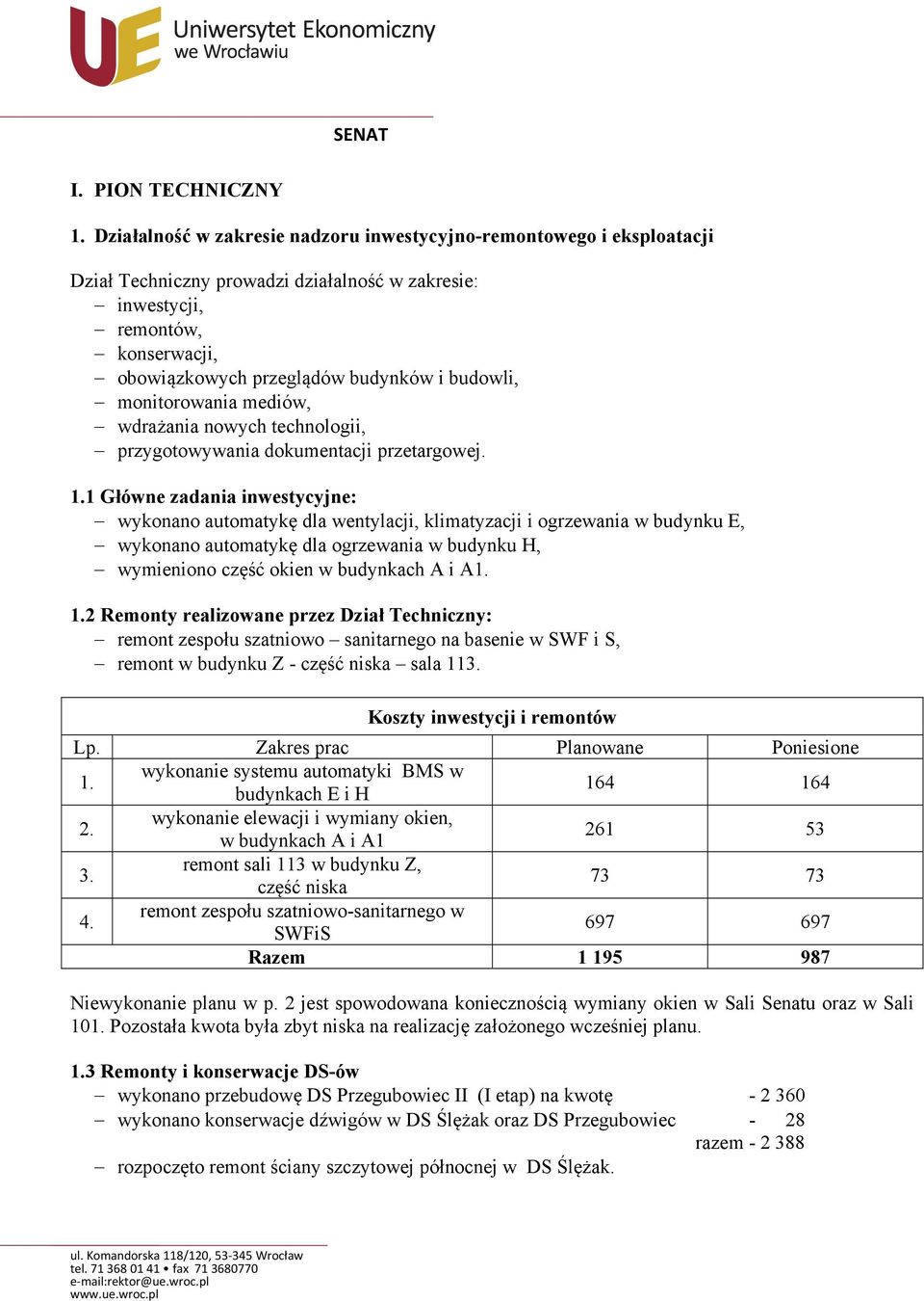 budowli, monitorowania mediów, wdrażania nowych technologii, przygotowywania dokumentacji przetargowej. 1.