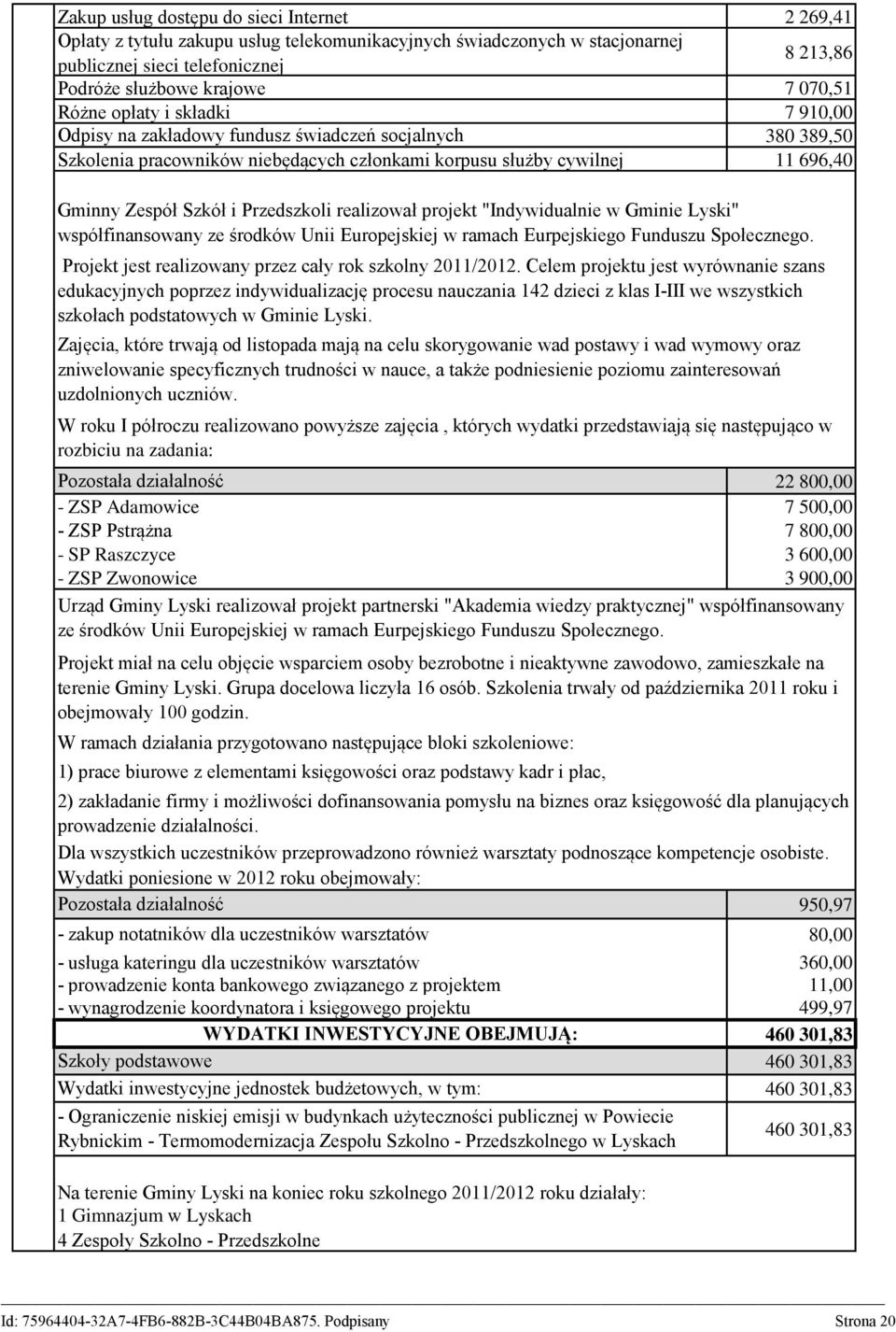 Przedszkoli realizował projekt "Indywidualnie w Gminie Lyski" współfinansowany ze środków Unii Europejskiej w ramach Eurpejskiego Funduszu Społecznego.