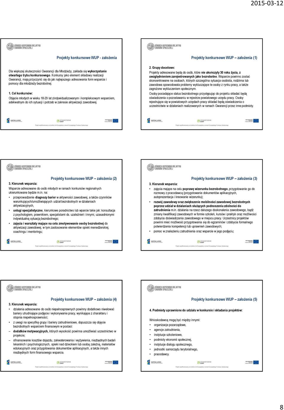 Cel konkursów: Objęcie młodych w wieku 18-29 lat zindywidualizowanym i kompleksowym wsparciem, adekwatnym do ich sytuacji i potrzeb w zakresie aktywizacji zawodowej.