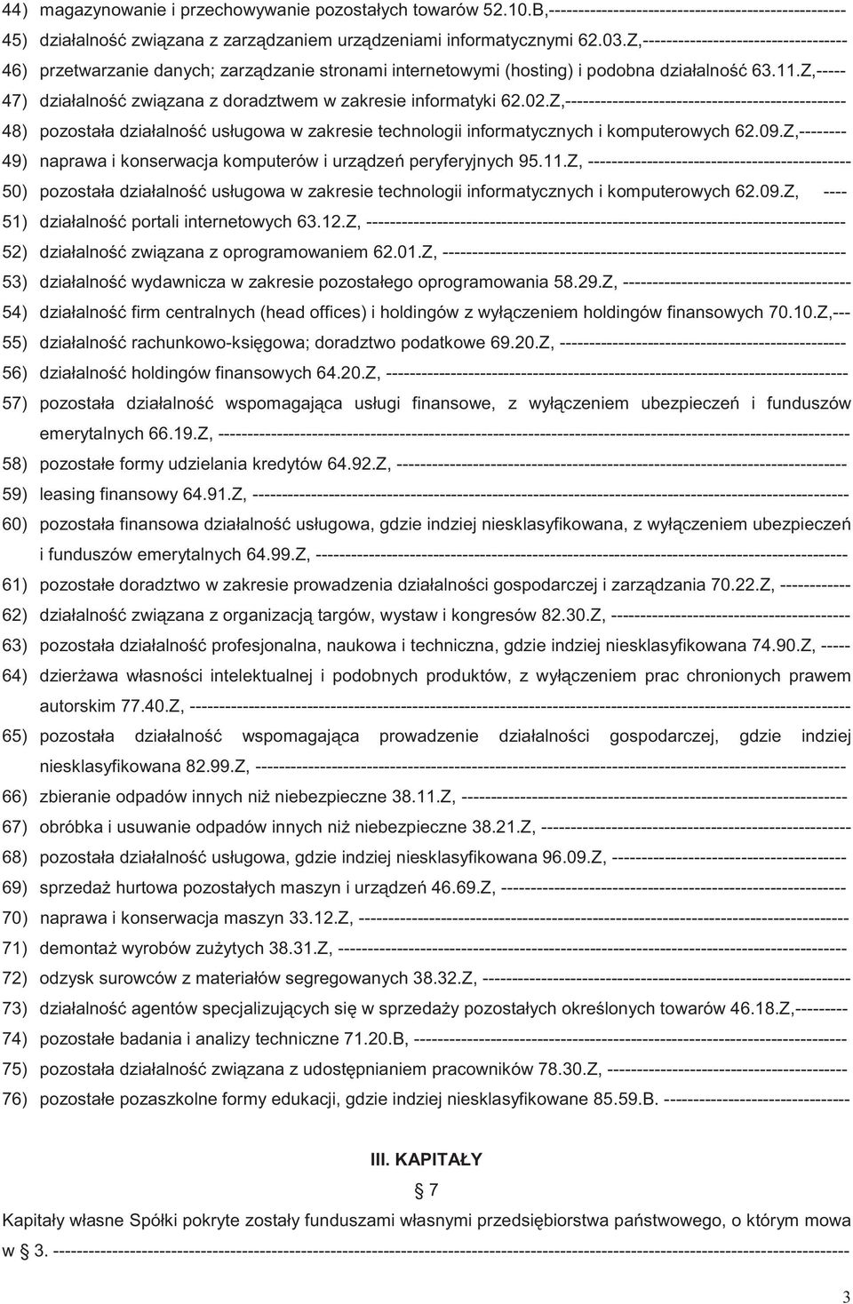 Z,----- 47) działalno zwi zana z doradztwem w zakresie informatyki 62.02.