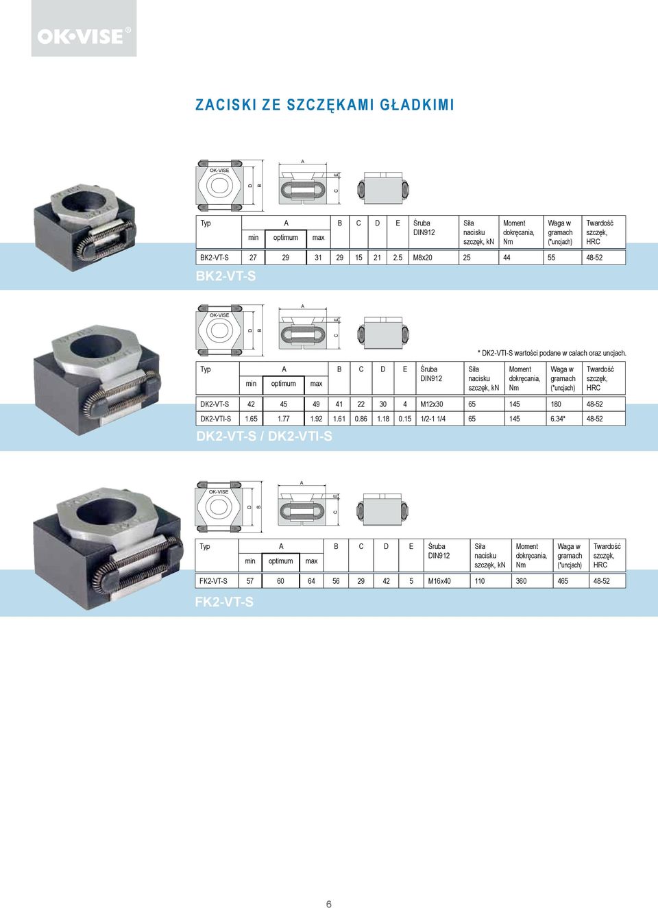 Typ C E Śruba kn K2-VT-S 42 45 49 41 22 30 4 M12x30 65 145 180 48-52 K2-VTI-S 1.65 1.77 1.92 1.