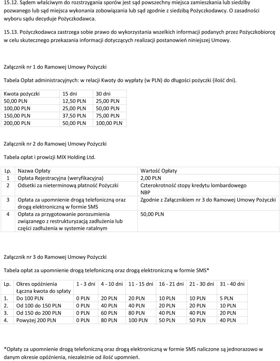 Pożyczkodawca zastrzega sobie prawo do wykorzystania wszelkich informacji podanych przez Pożyczkobiorcę w celu skutecznego przekazania informacji dotyczących realizacji postanowień niniejszej Umowy.