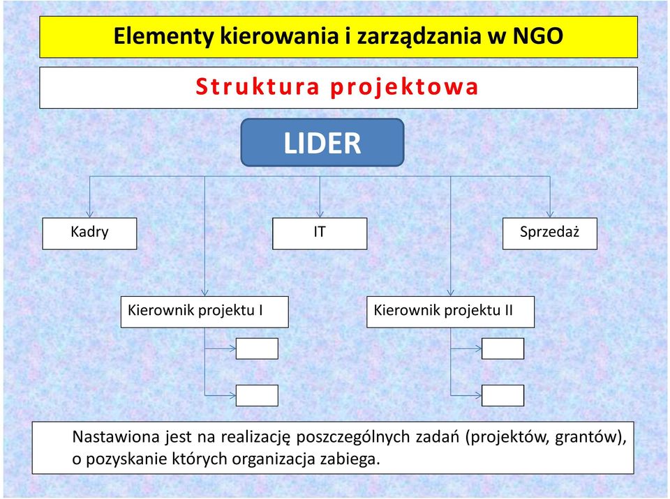 Nastawiona jest na realizację poszczególnych zadań