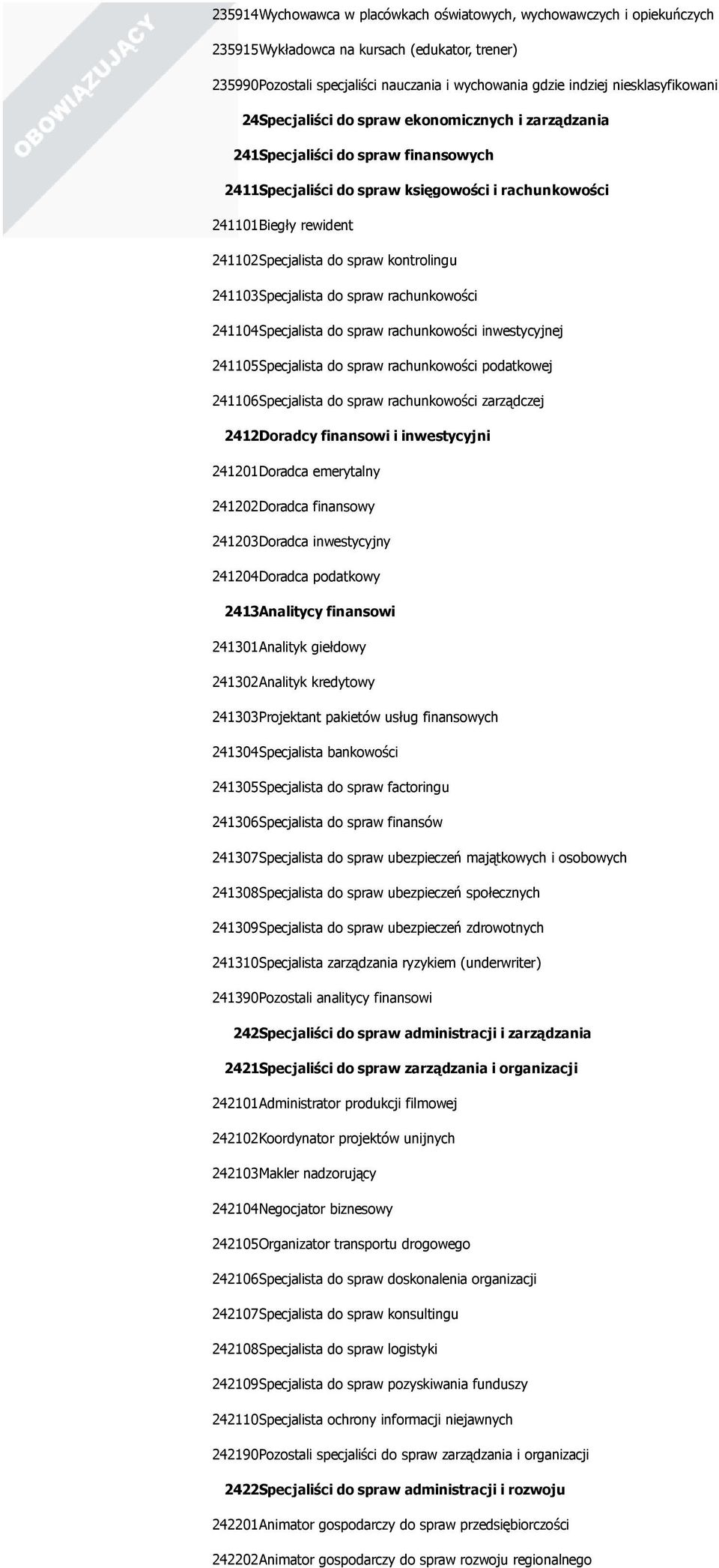 do spraw kontrolingu 241103Specjalista do spraw rachunkowości 241104Specjalista do spraw rachunkowości inwestycyjnej 241105Specjalista do spraw rachunkowości podatkowej 241106Specjalista do spraw