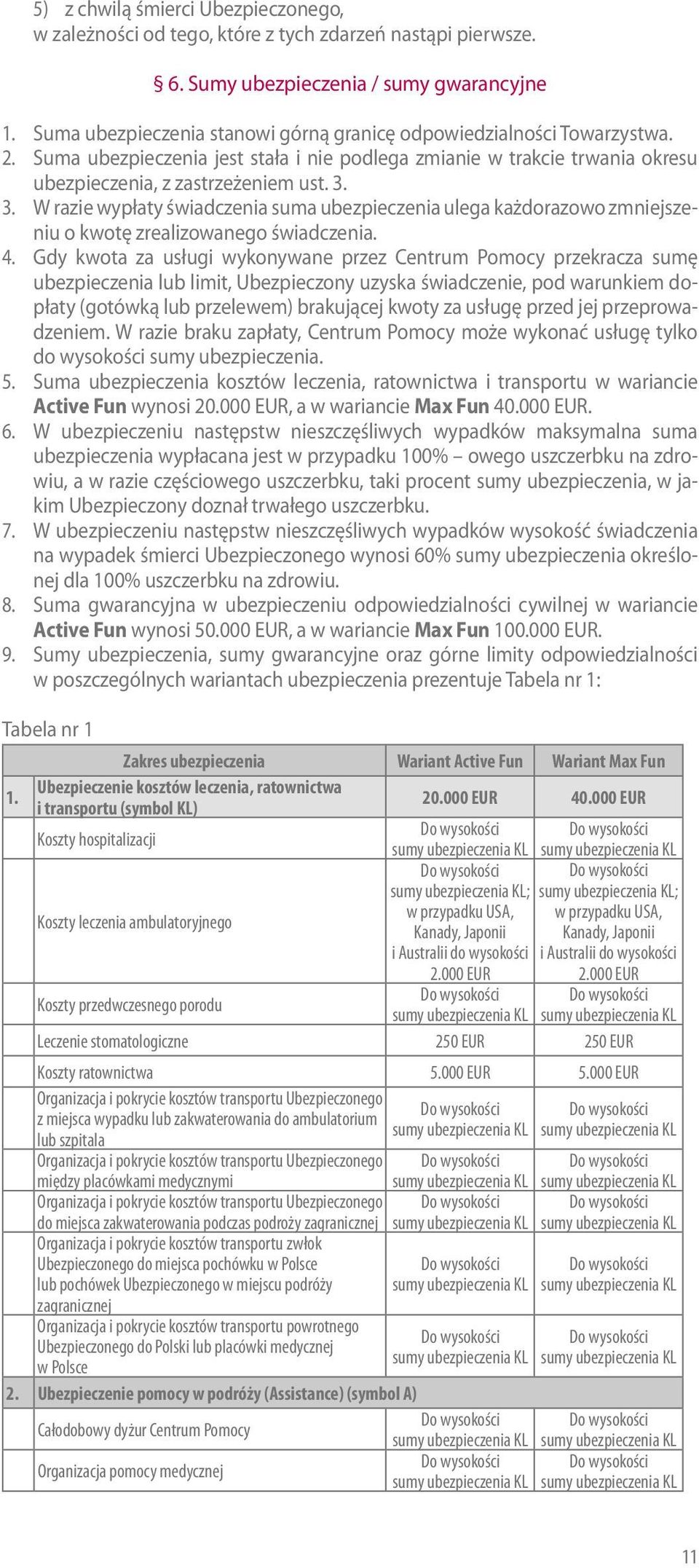 3. W razie wypłaty świadczenia suma ubezpieczenia ulega każdorazowo zmniejszeniu o kwotę zrealizowanego świadczenia. 4.