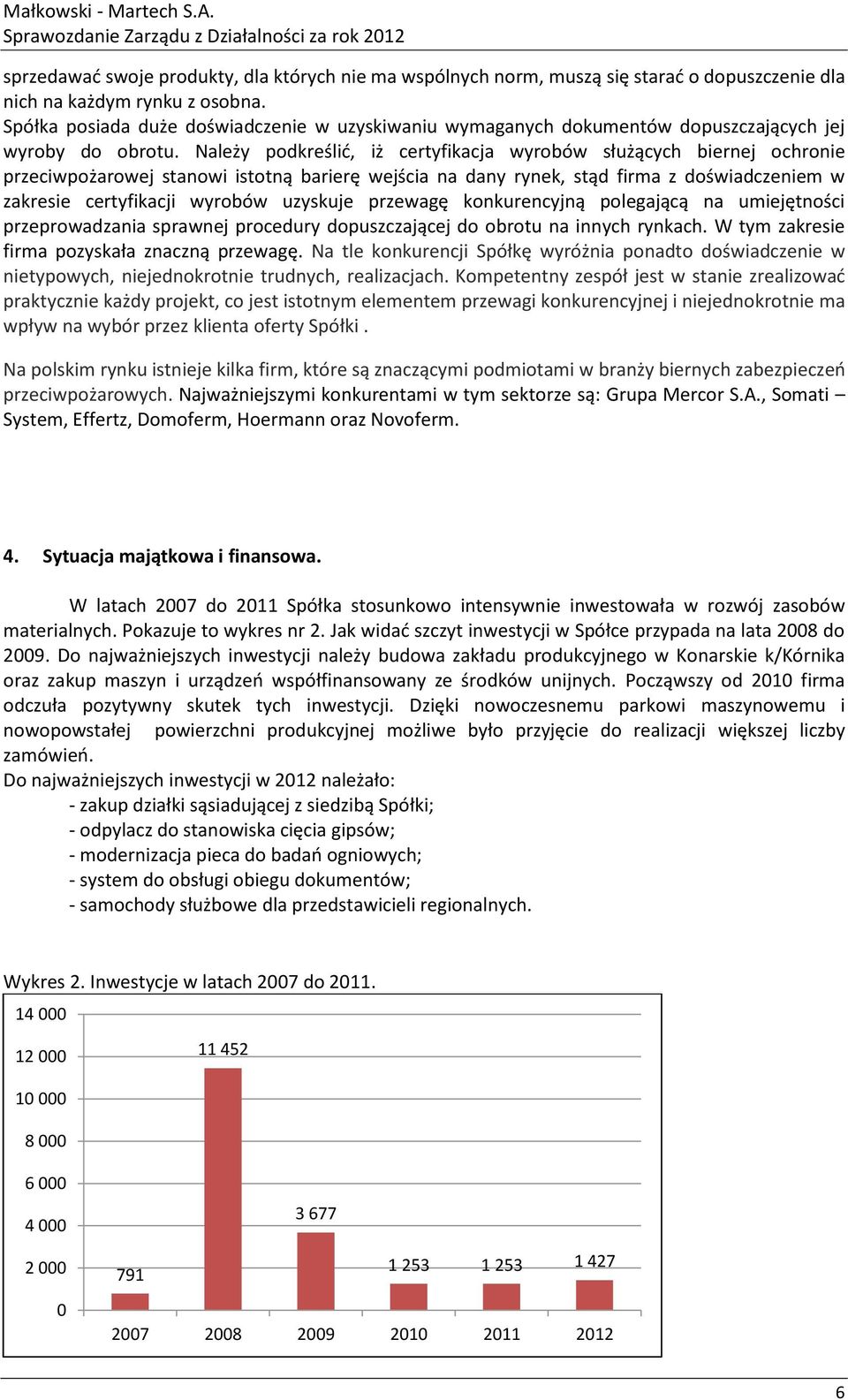 Należy podkreślić, iż certyfikacja wyrobów służących biernej ochronie przeciwpożarowej stanowi istotną barierę wejścia na dany rynek, stąd firma z doświadczeniem w zakresie certyfikacji wyrobów