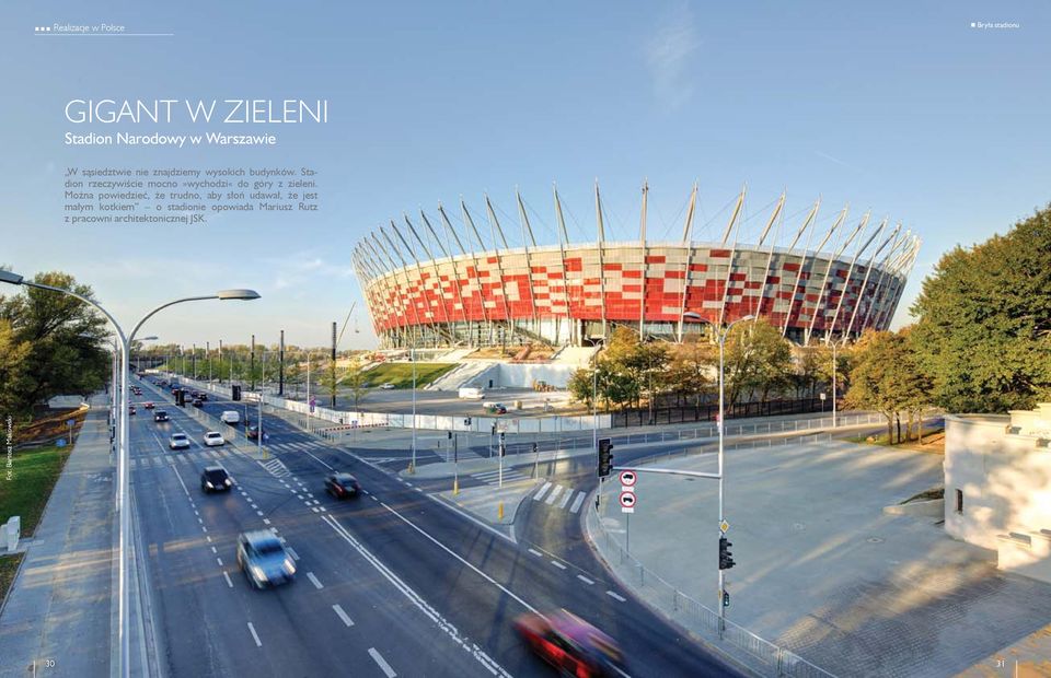 Stadion rzeczywiście mocno»wychodzi«do góry z zieleni.