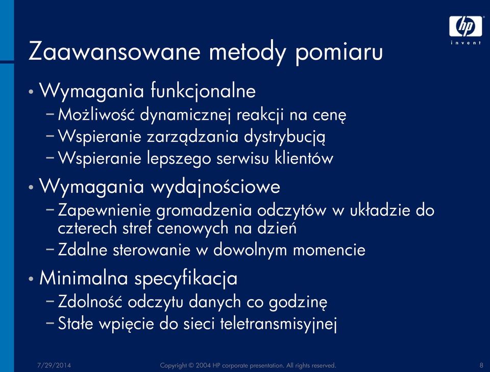 do czterech stref cenowych na dzień Zdalne sterowanie w dowolnym momencie Minimalna specyfikacja Zdolność odczytu