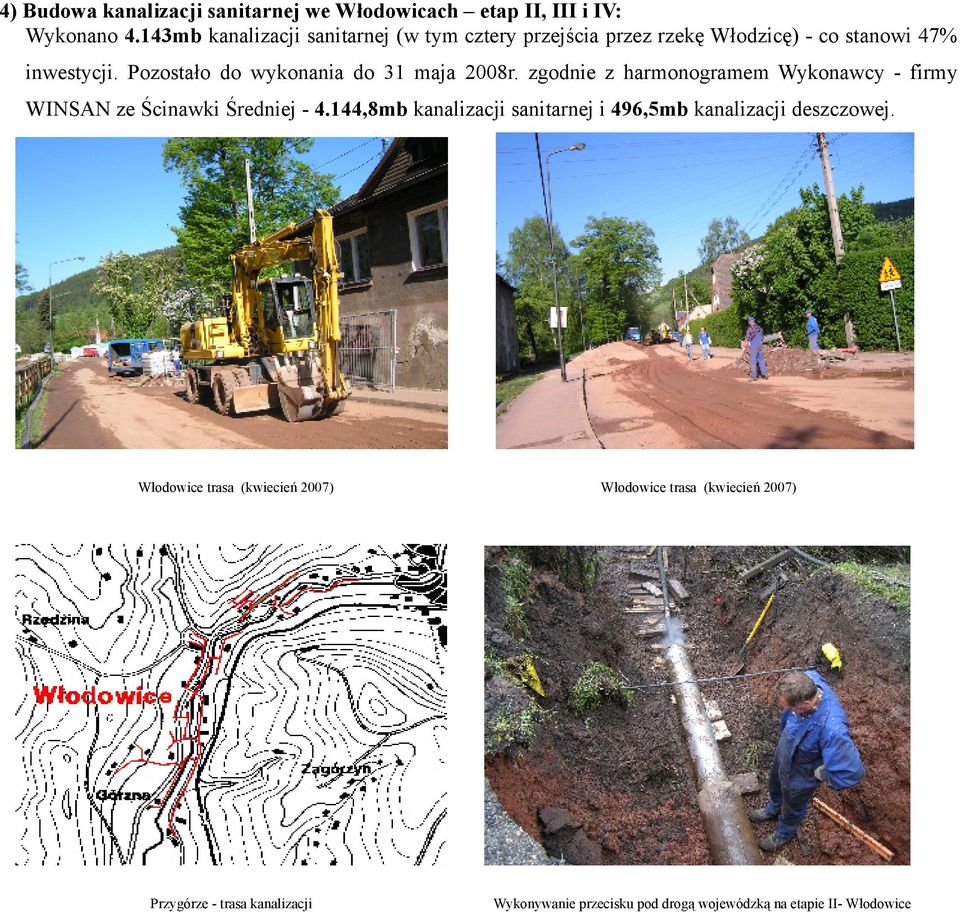 Pozostało do wykonania do 31 maja 2008r. zgodnie z harmonogramem Wykonawcy - firmy WINSAN ze Ścinawki Średniej - 4.