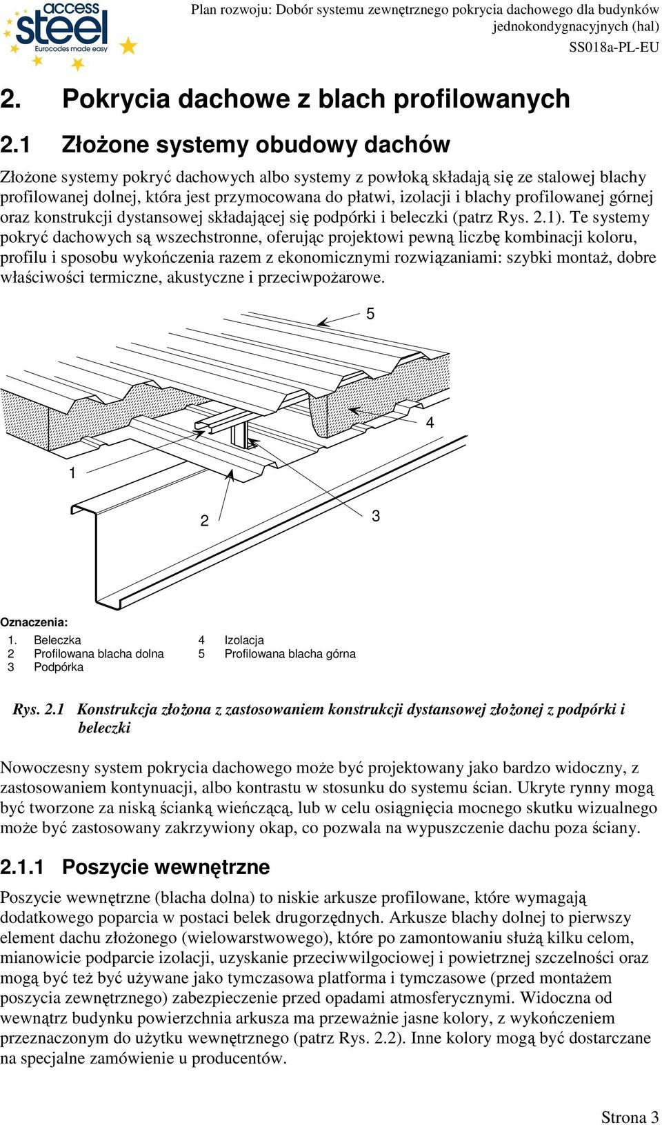 profilowanej górnej oraz konstrukcji dystansowej składającej się podpórki i beleczki (patrz Rys. 2.1).