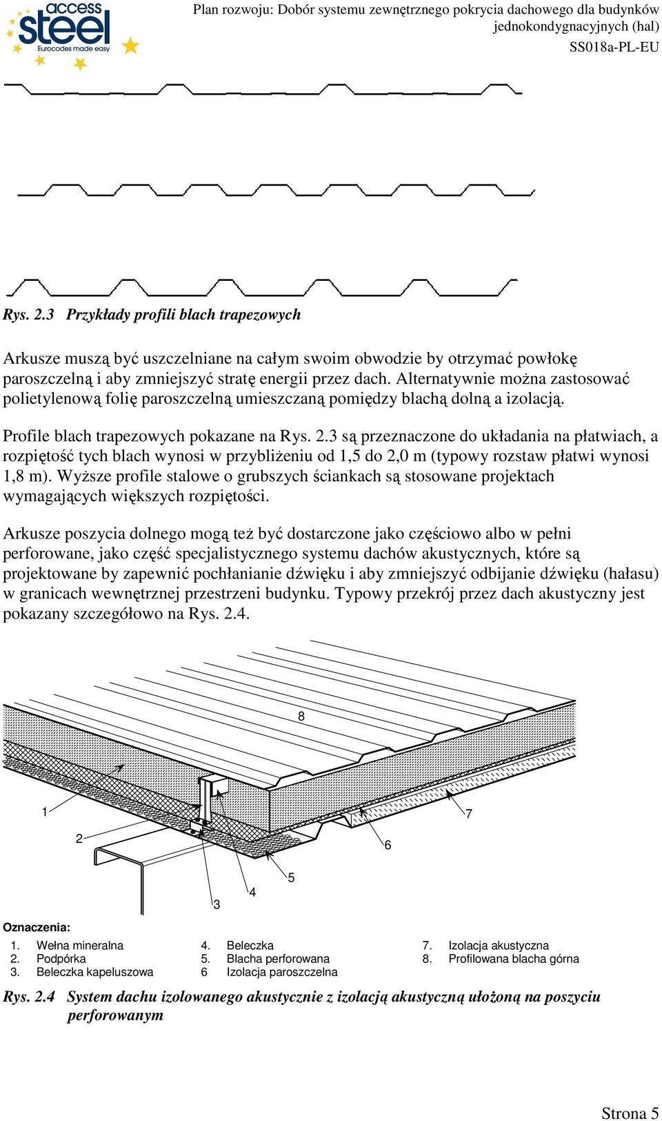 3 są przeznaczone do układania na płatwiach, a rozpiętość tych blach wynosi w przybliŝeniu od 1,5 do 2,0 m (typowy rozstaw płatwi wynosi 1,8 m).