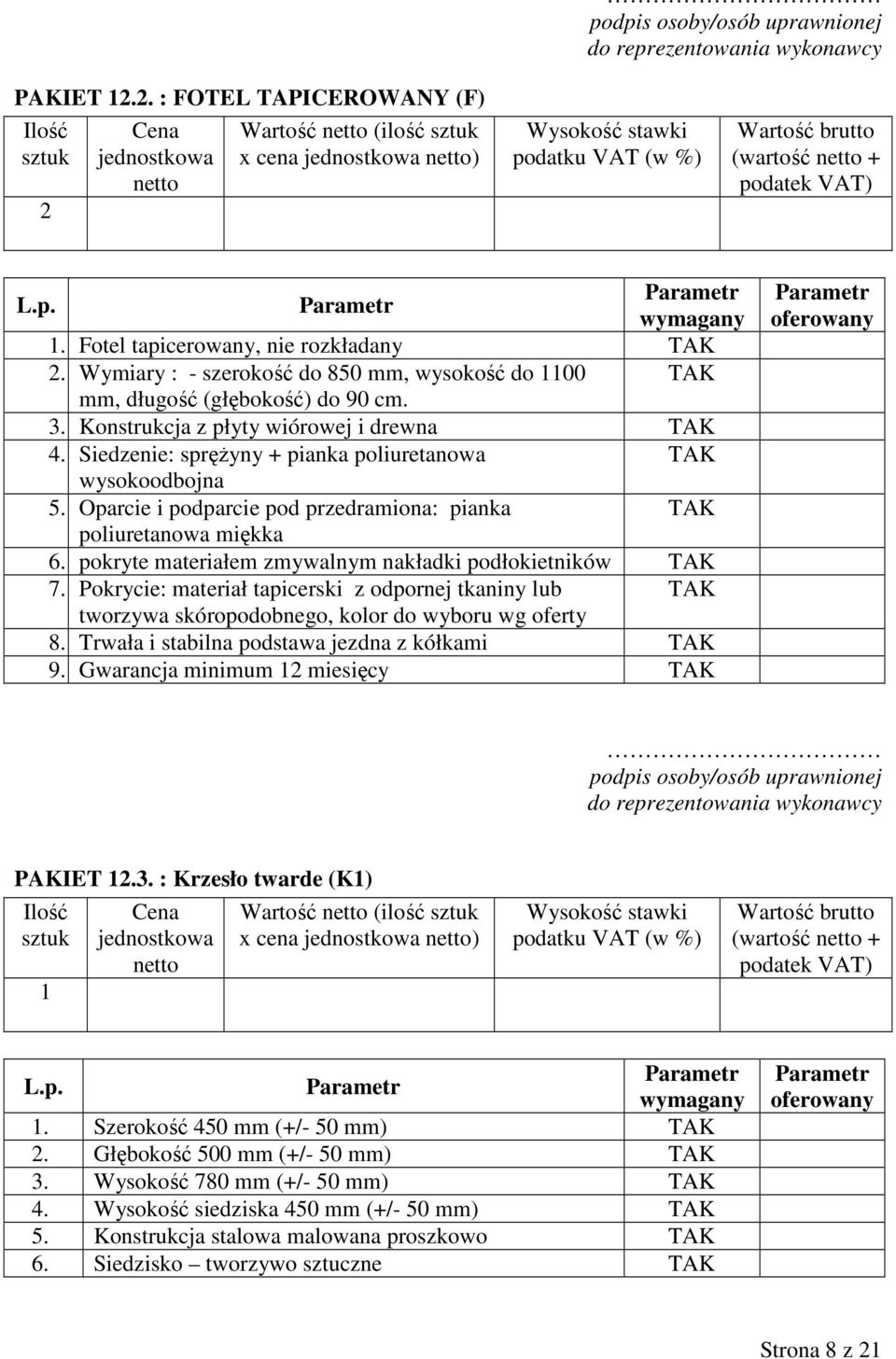 pokryte materiałem zmywalnym nakładki podłokietników 7. Pokrycie: materiał tapicerski z odpornej tkaniny lub tworzywa skóropodobnego, kolor do wyboru wg oferty 8.