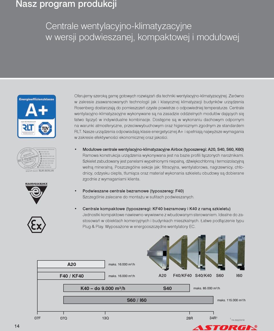 Centrale wentylacyjno-klimatyzacyjne wykonywane są na zasadzie oddzielnych modułów dających się łatwo łączyć w indywidualne kombinacje.