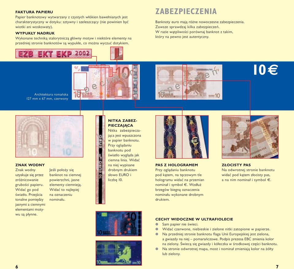 PAS Z HOLOGRAMEM banknotu pod kątem, na tęczowym tle hologramu widać na przemian nominał i