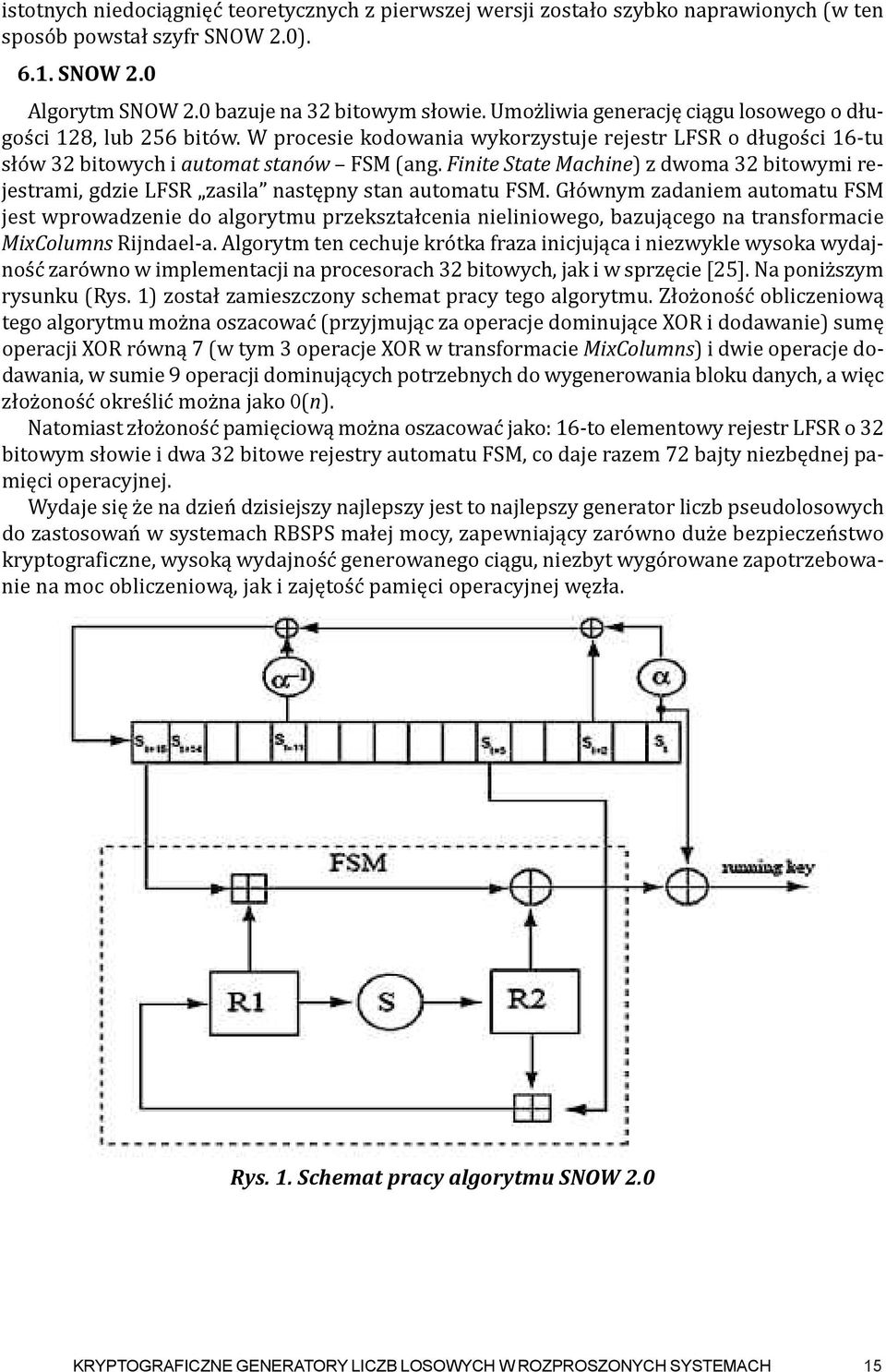 Finite State Machine) z dwoma 32 bitowymi rejestrami, gdzie LFSR zasila następny stan automatu FSM.