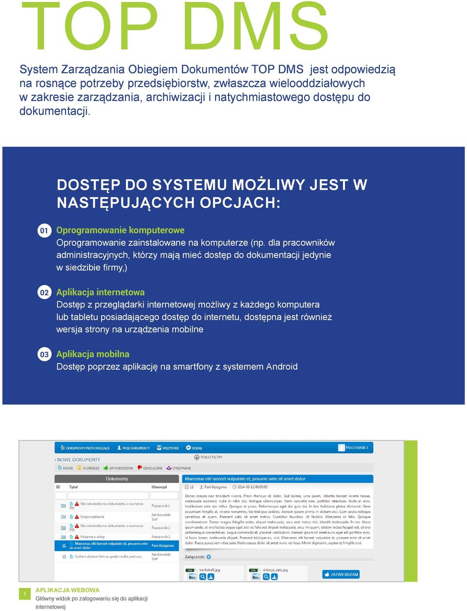 DOSTĘP DO SYSTEMU MOŻLIWY JEST W NASTĘPUJĄCYCH OPCJACH: 0 02 03 Oprogramowanie komputerowe Oprogramowanie zainstalowane na komputerze (np.