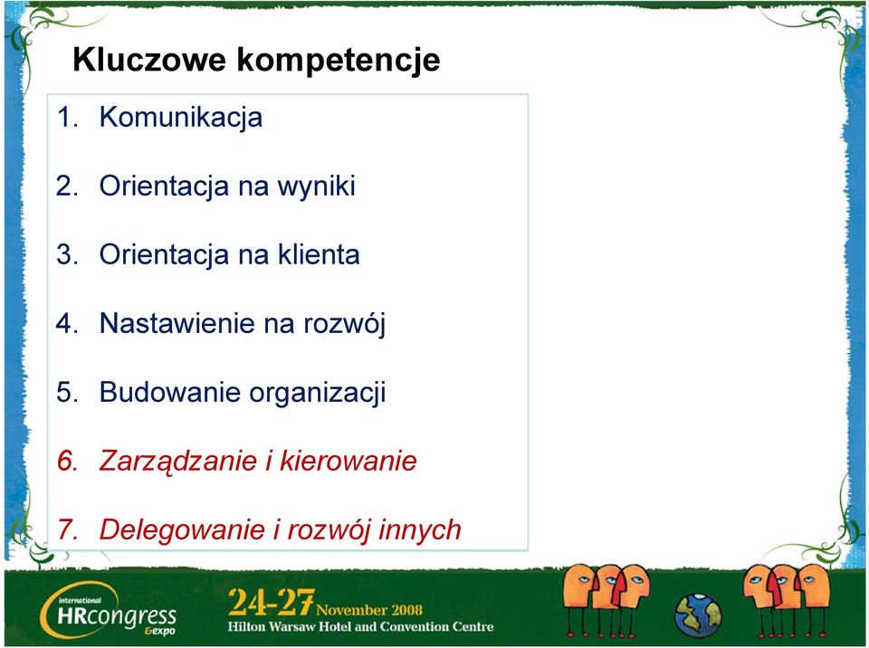 Nastawienie na rozwój 5. Budowanie organizacji 6.