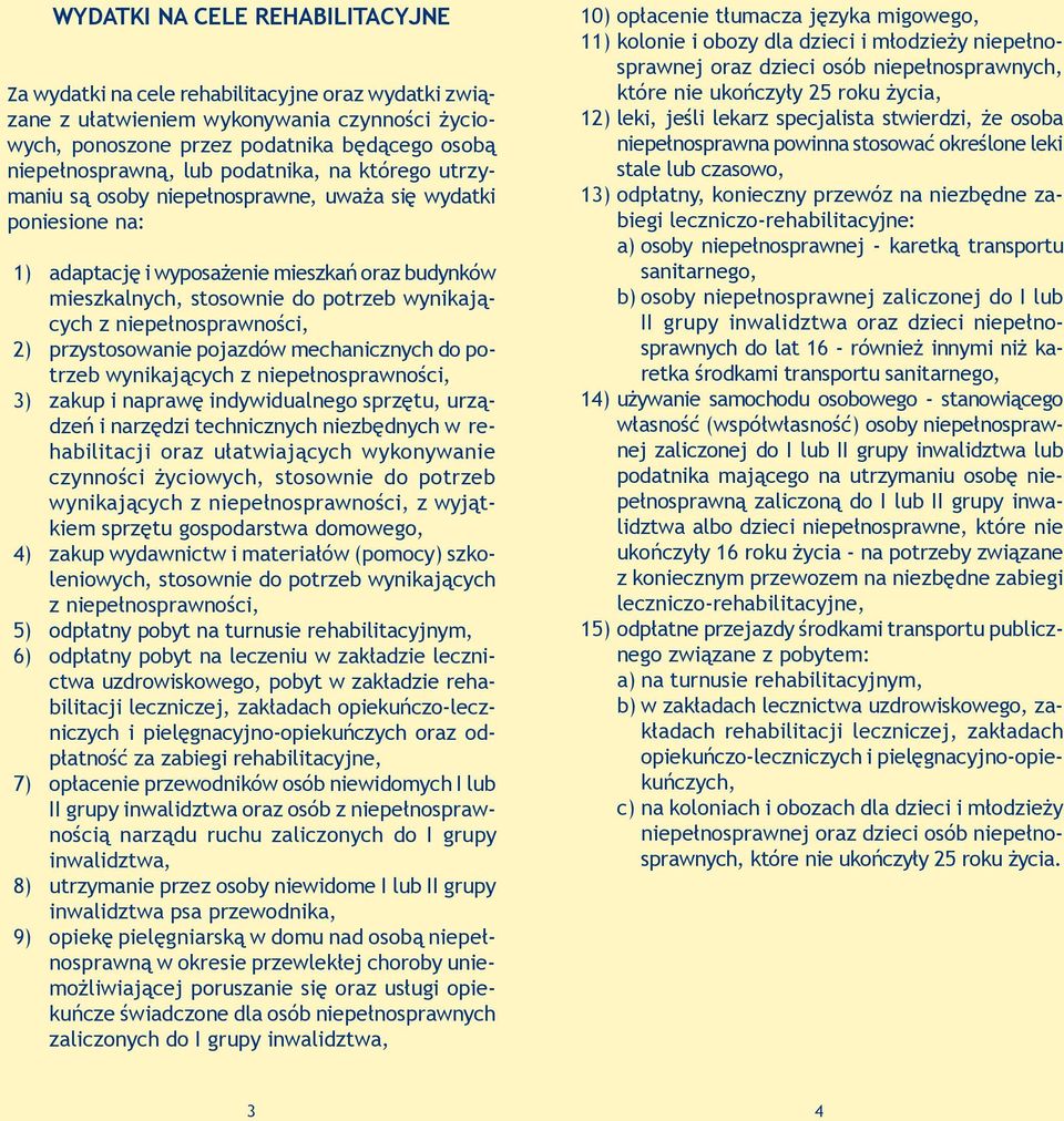 niepełnosprawności, 2) przystosowanie pojazdów mechanicznych do potrzeb wynikających z niepełnosprawności, 3) zakup i naprawę indywidualnego sprzętu, urządzeń i narzędzi technicznych niezbędnych w