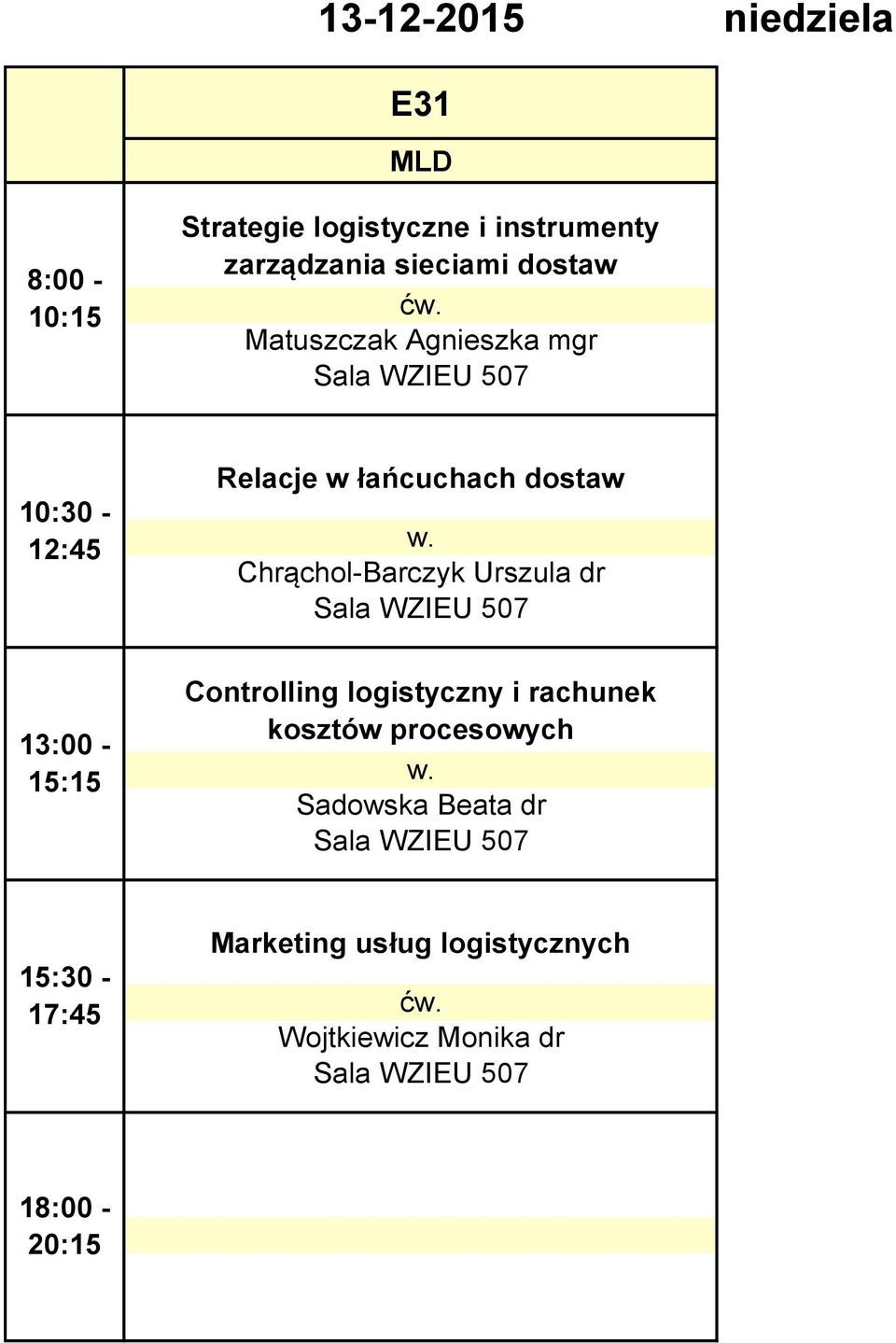 WZIEU 507 Controlling logistyczny i rachunek kosztów