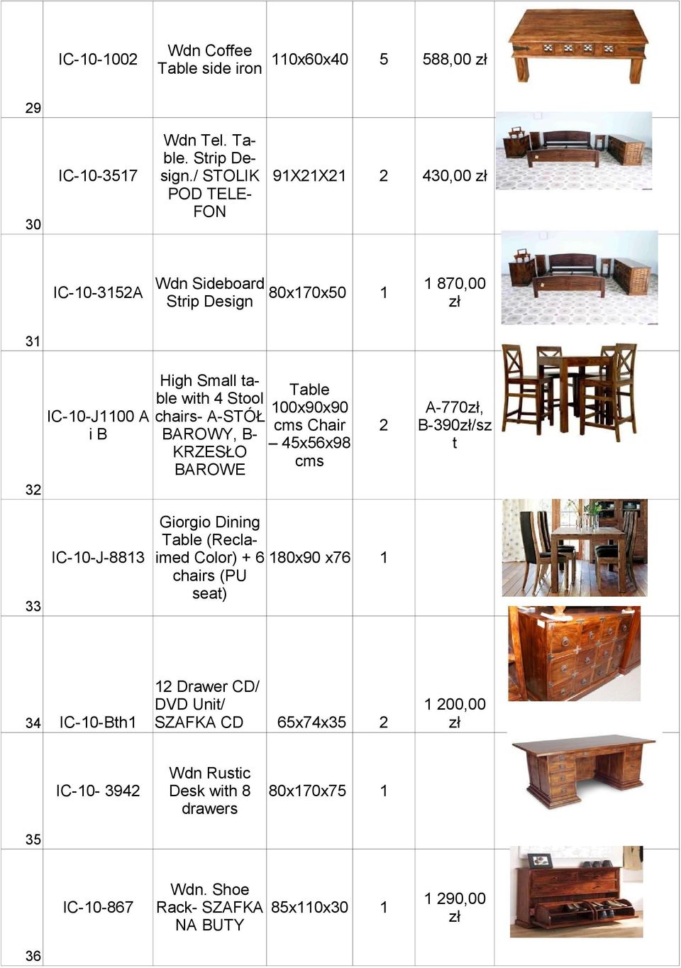 chairs- A-STÓŁ cms Chair ib BAROWY, B 45x56x98 KRZESŁO cms BAROWE 2 A-770, B-390/sz t Giorgio Dining Table (ReclaIC-0-J-883 imed Color) + 6 80x90