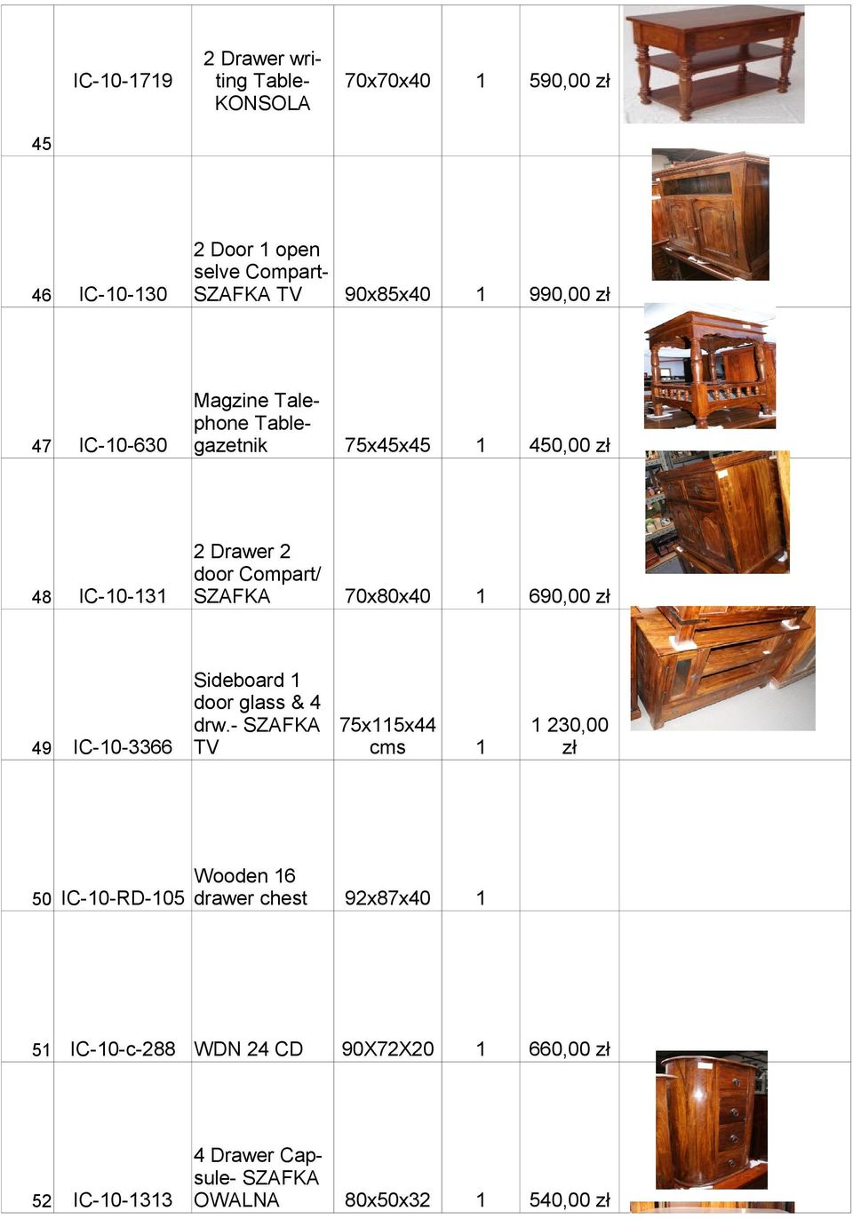 IC-0-3366 Sideboard door glass & 4 drw.