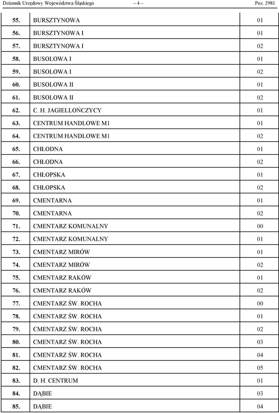 CMENTARNA 01 70. CMENTARNA 02 71. CMENTARZ KOMUNALNY 00 72. CMENTARZ KOMUNALNY 01 73. CMENTARZ MIRÓW 01 74. CMENTARZ MIRÓW 02 75. CMENTARZ RAKÓW 01 76. CMENTARZ RAKÓW 02 77.