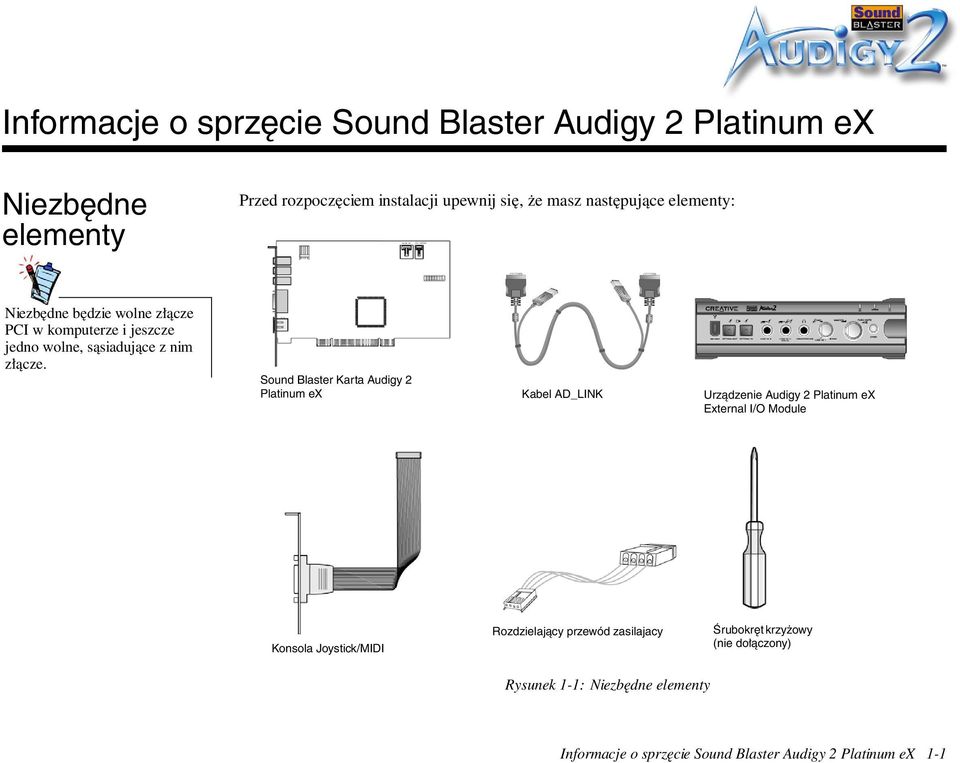 Sound Blaster Karta Audigy 2 Platinum ex Kabel AD_LINK Urządzenie Audigy 2 Platinum ex External I/O Module Konsola Joystick/MIDI