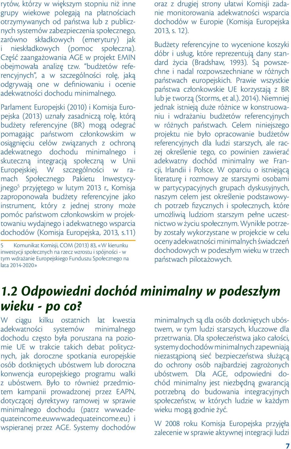 budżetów referencyjnych, a w szczególności rolę, jaką odgrywają one w definiowaniu i ocenie adekwatności dochodu minimalnego.