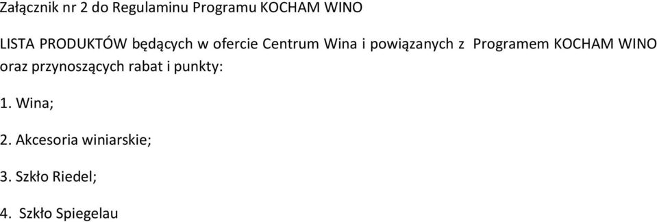 Programem KOCHAM WINO oraz przynoszących rabat i punkty: 1.