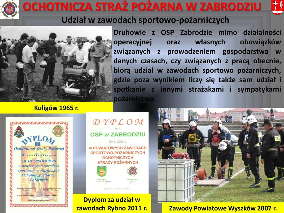 gospodarstwa w danych czasach, czy związanych z pracą obecnie, biorą udział w zawodach sportowo pożarniczych,