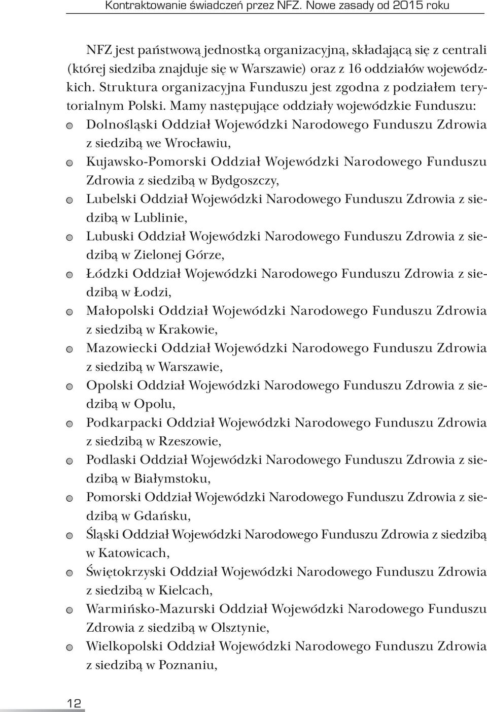 Struktura organizacyjna Funduszu jest zgodna z podziałem terytorialnym Polski.