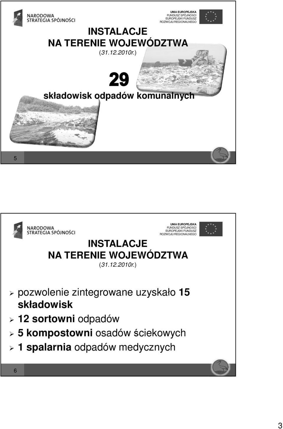 uzyskało 15 składowisk 12 sortowni odpadów 5 kompostowni osadów