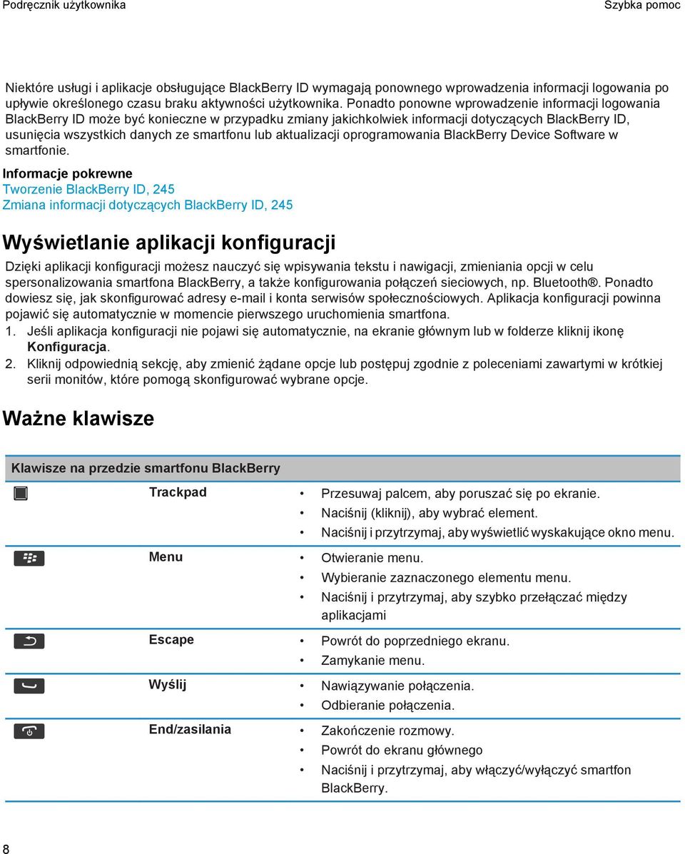 aktualizacji oprogramowania BlackBerry Device Software w smartfonie.