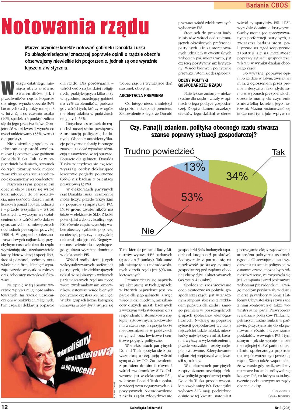 W ciągu ostatniego miesiąca ubyło zarówno zwolenników, jak i przeciwników rządu.