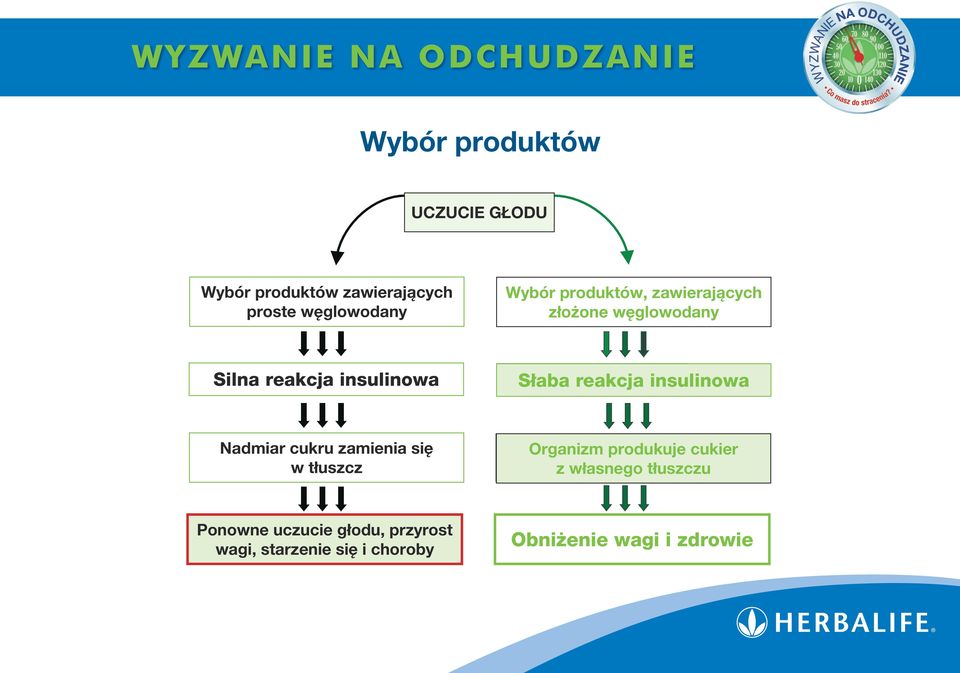 cukru zamienia się w tłuszcz Organizm produkuje cukier z własnego tłuszczu Ponowne uczucie głodu, Przyrost wagi,