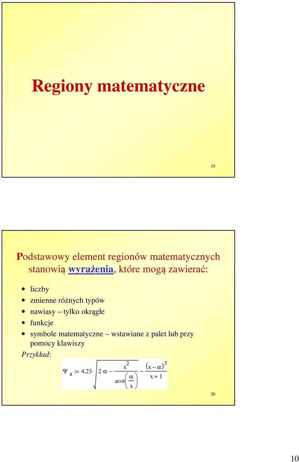 nawiasy tylko okrągłe funkcje symbole matematyczne wstawiane z palet lub