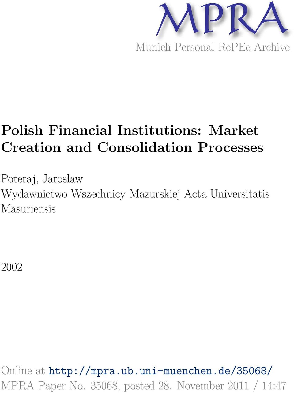 Wszechnicy Mazurskiej Acta Universitatis Masuriensis 2002 Online at