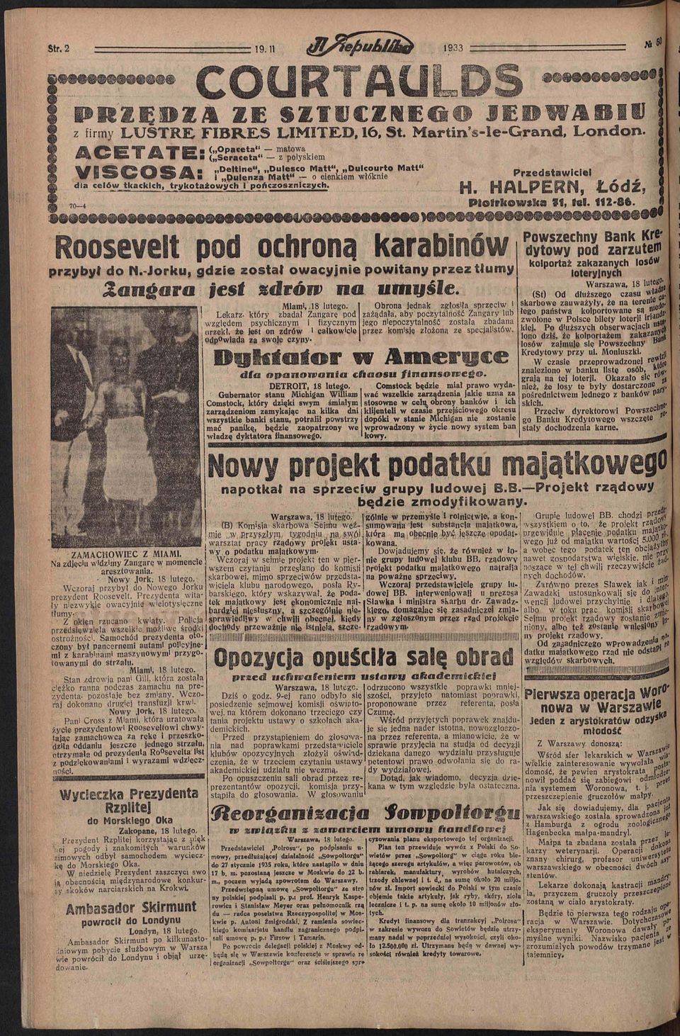 Roosevelt pod ochroną karabinów przybył do N.Jorku, gdzie został owacyjnie powitany przez tłumy Zan&ara jest zdrów na ZAMACHOWIEC Z MIAMI. Na zdjęchi widzimy Zangarę w momencie aresztowania.