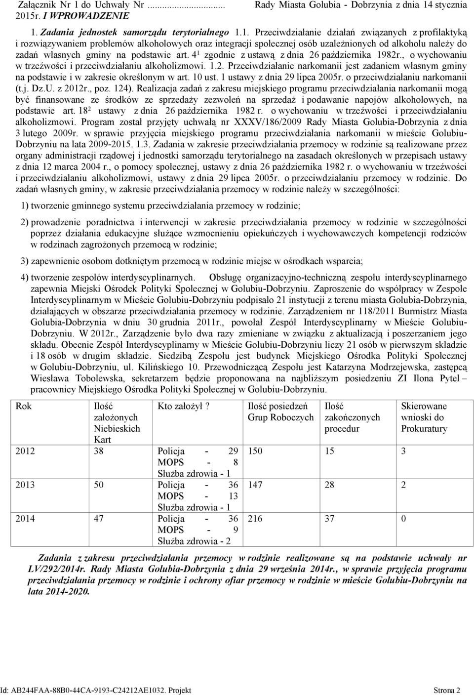 r. I WPROWADZENIE Rady Miasta Golubia - Dobrzynia z dnia 14