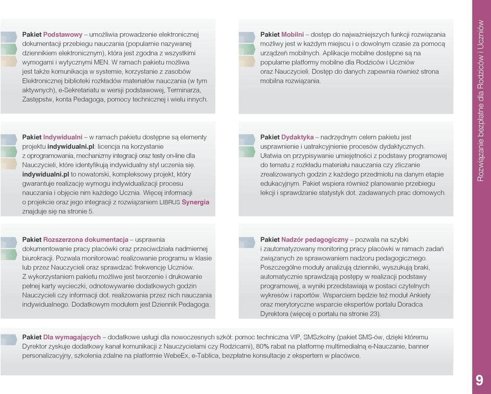 Terminarza, Zastępstw, konta Pedagoga, pomocy technicznej i wielu innych. Pakiet Indywidualni w ramach pakietu dostępne są elementy projektu indywidualni.