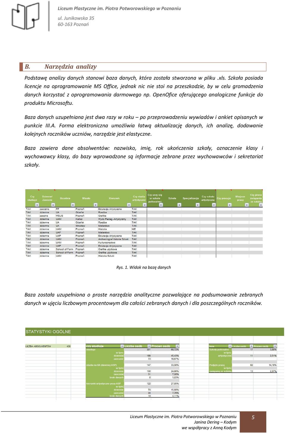 OpenOfice oferującego analogiczne funkcje do produktu Microsoftu. Baza danych uzupełniana jest dwa razy w roku po przeprowadzeniu wywiadów i ankiet opisanych w punkcie III.A.